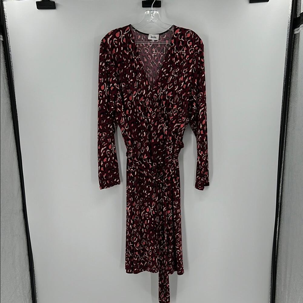 Leota Women's Faux Wrap Dress - Maroon/Black - 2X